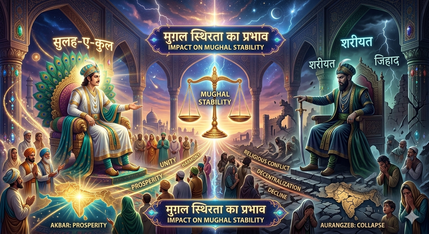 Akbar and Aurangzeb and Their Impact on Mughal Stability